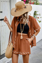 Two Piece Button Down Short Sleeve Outfits Sets | Mixtshop LLC