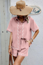 Two Piece Button Down Short Sleeve Outfits Sets | Mixtshop LLC
