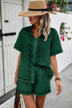 Two Piece Button Down Short Sleeve Outfits Sets | Mixtshop LLC
