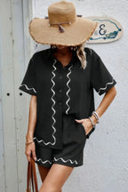 Two Piece Button Down Short Sleeve Outfits Sets | Mixtshop LLC