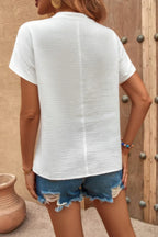 Bat Sleeve V Neck Loose Tank Ruched Solid Blouse | Mixtshop LLC