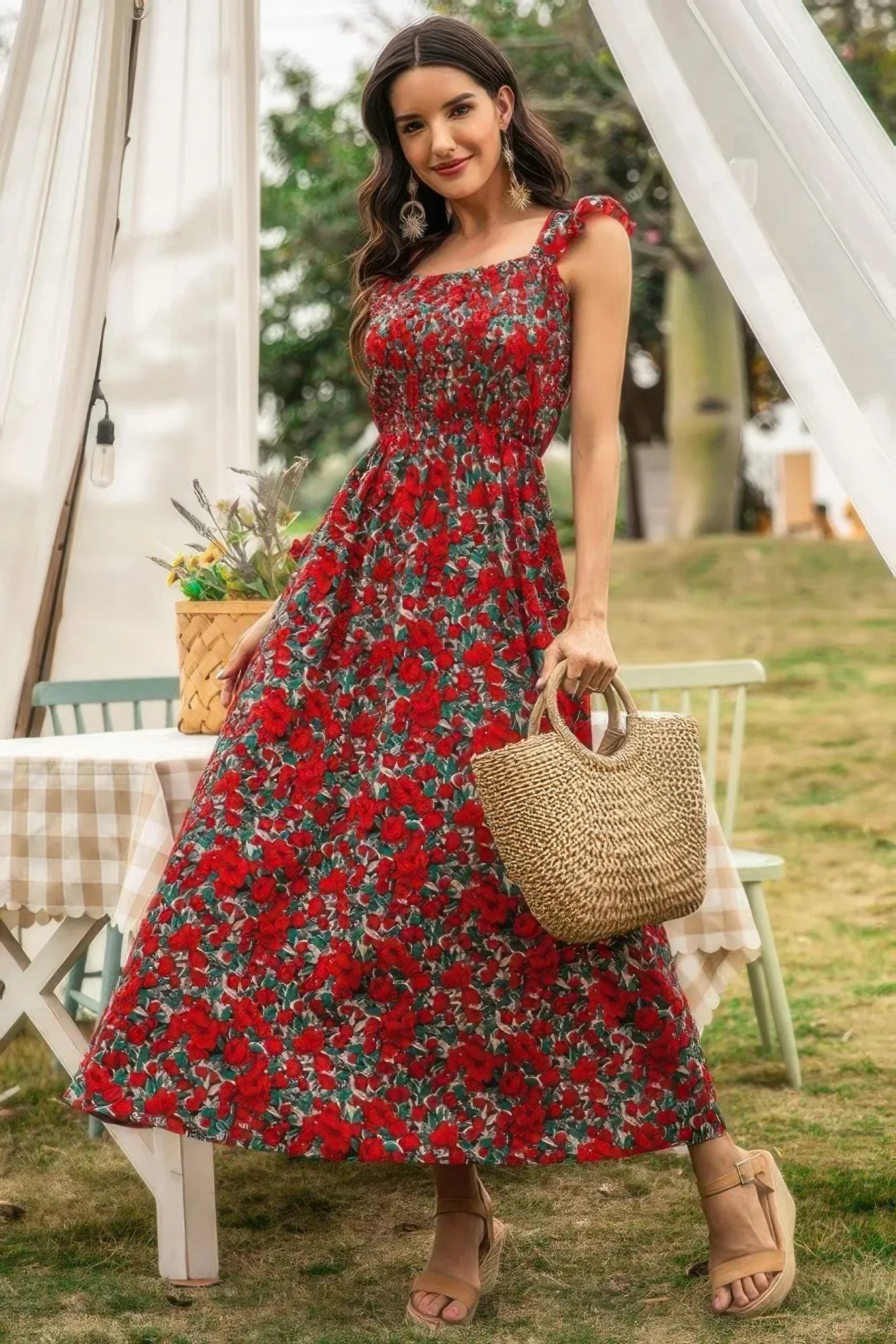 Sleeveless Floral Low Neck Max Dress | Mixtshop LLC