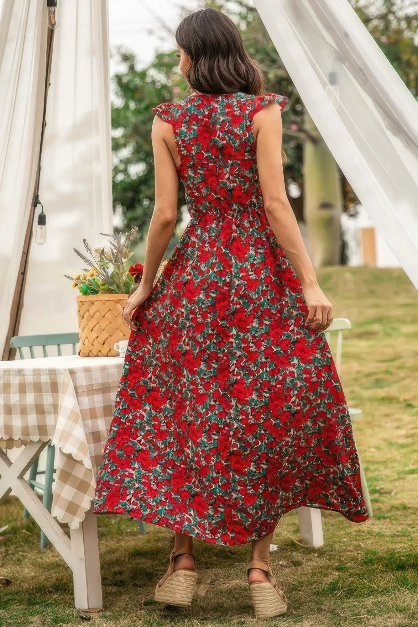 Sleeveless Floral Low Neck Max Dress | Mixtshop LLC