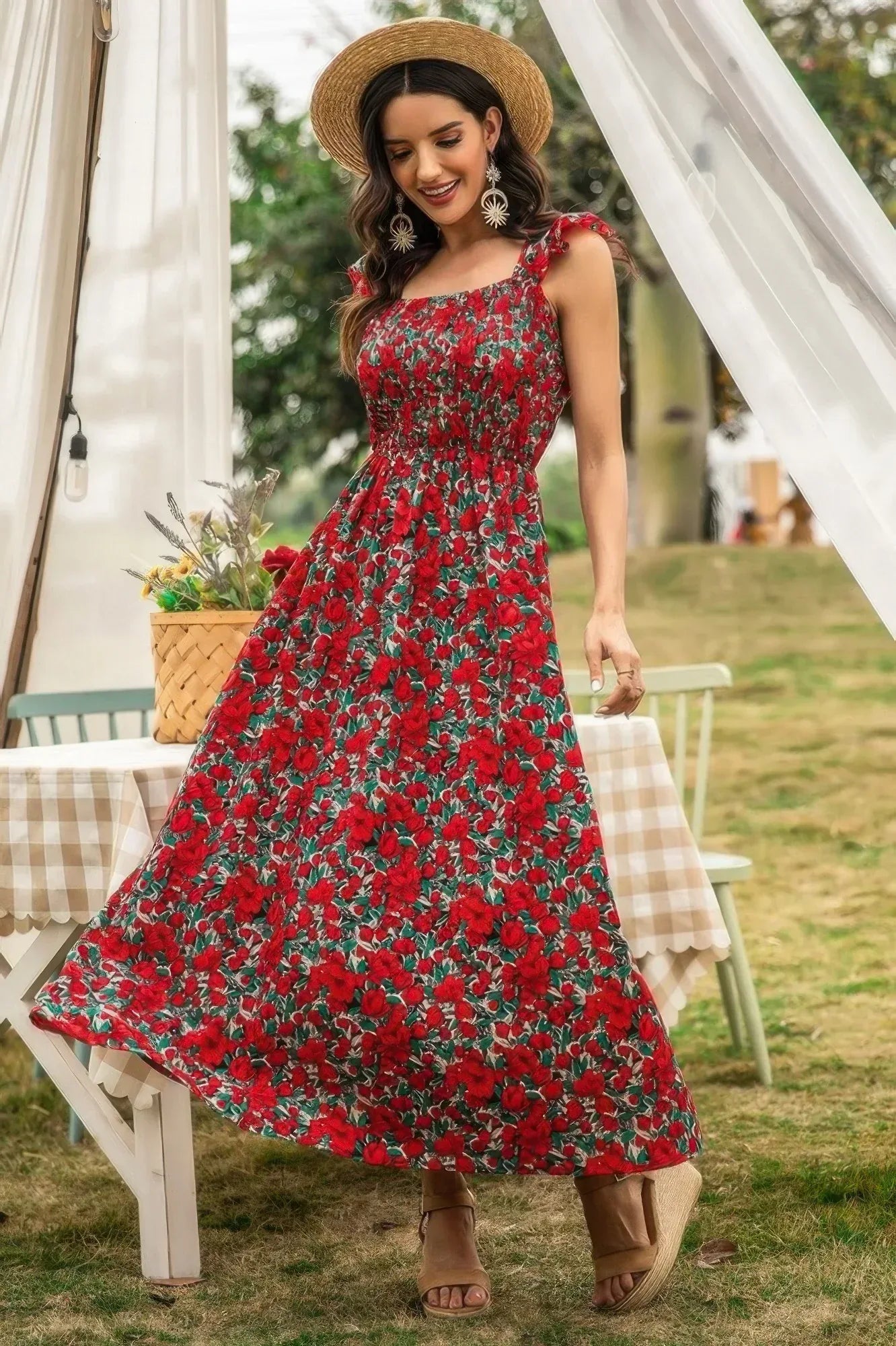 Sleeveless Floral Low Neck Max Dress | Mixtshop LLC