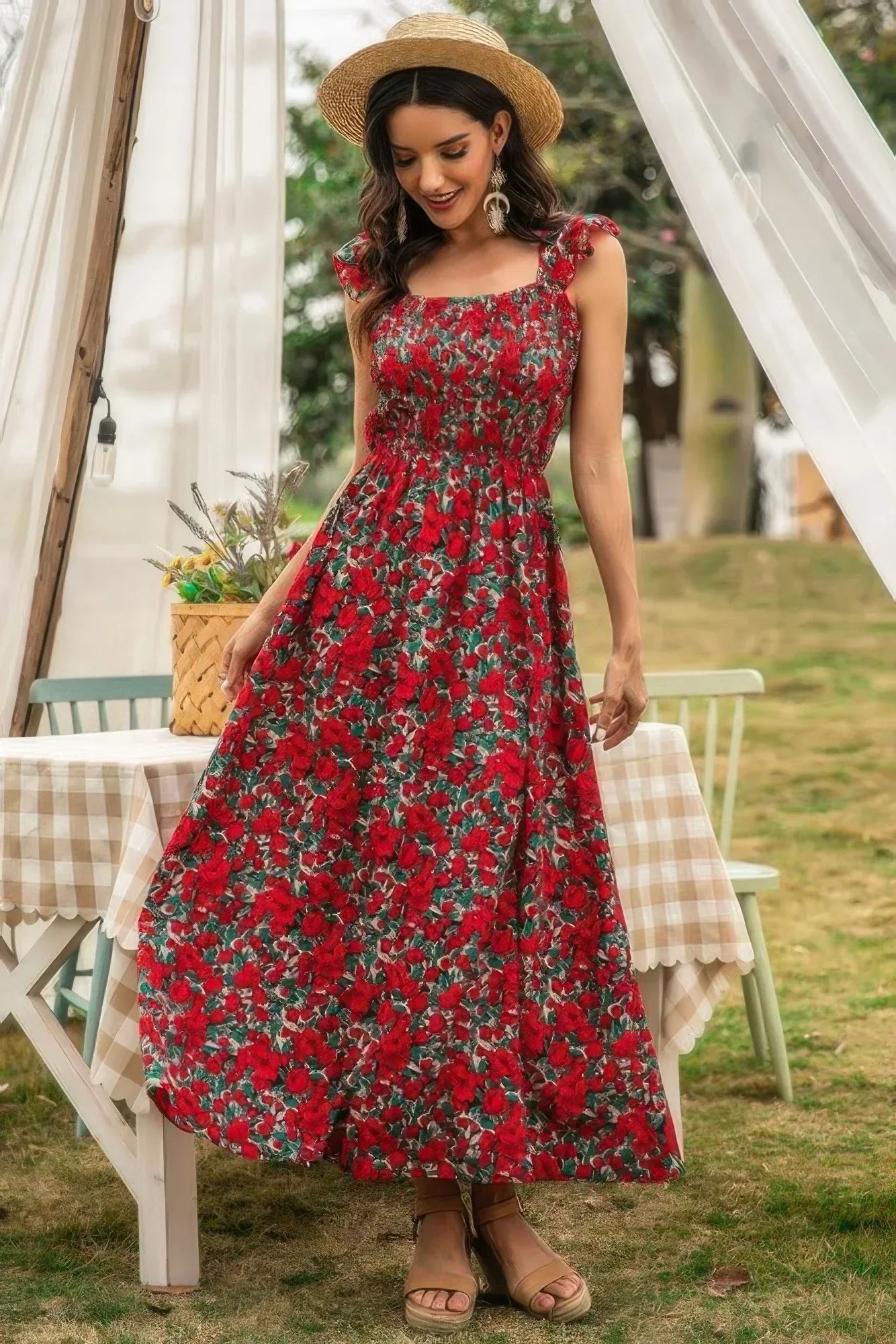 Sleeveless Floral Low Neck Max Dress | Mixtshop LLC