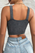 Solid V Neck Elastic Sleeveless High Waist Top | Mixtshop LLC