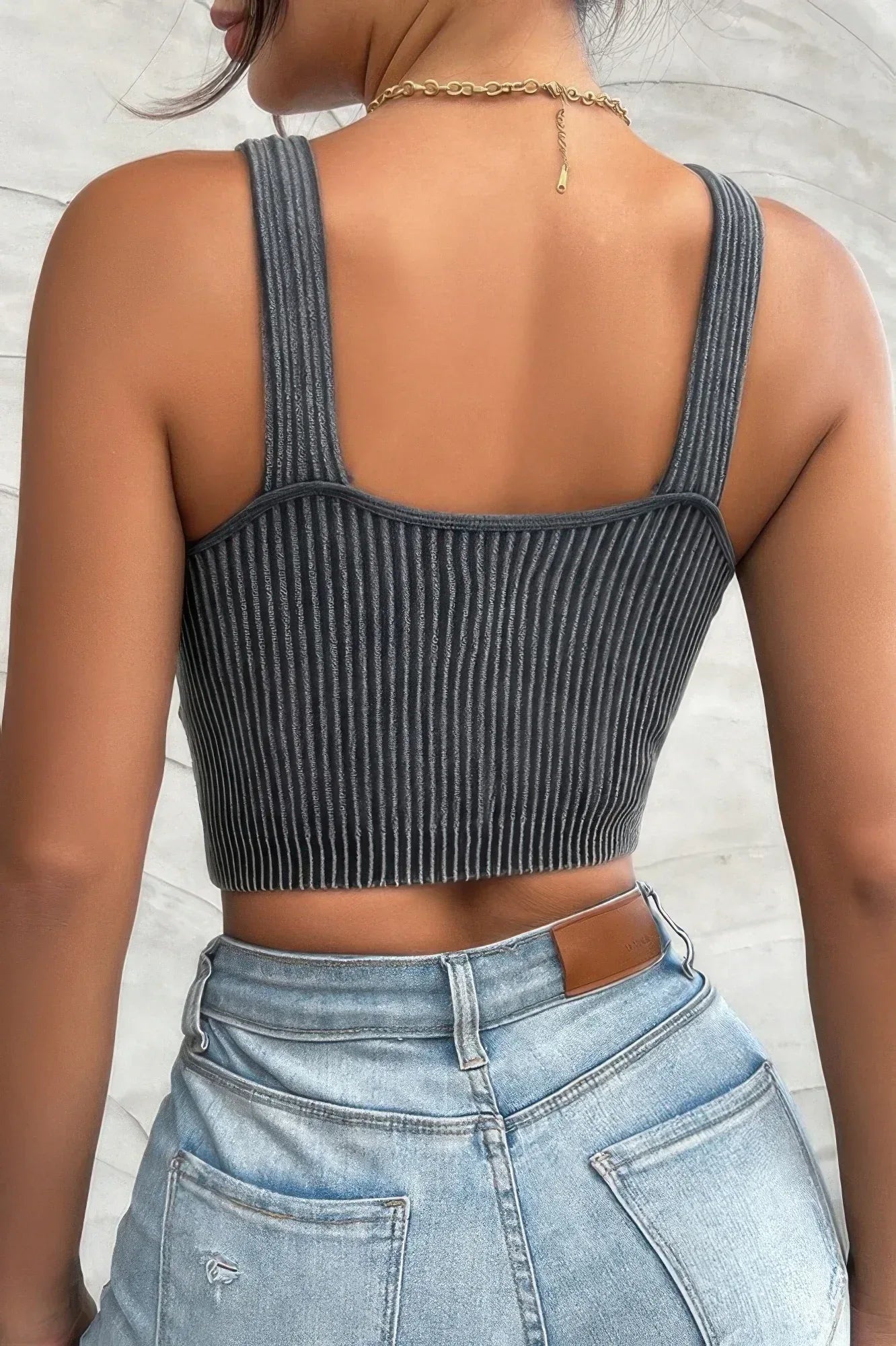 Solid V Neck Elastic Sleeveless High Waist Top | Mixtshop LLC