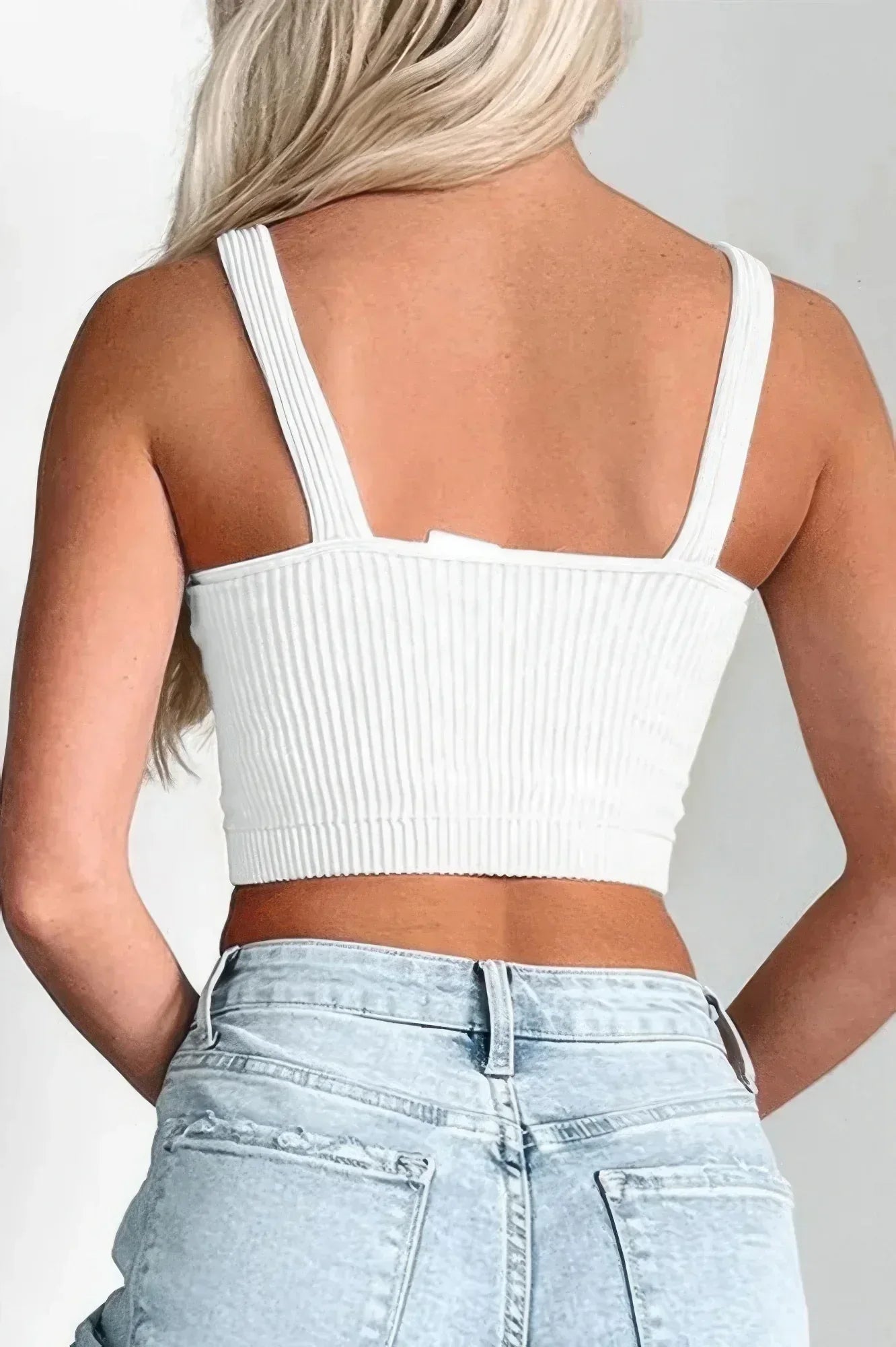 Solid V Neck Elastic Sleeveless High Waist Top | Mixtshop LLC