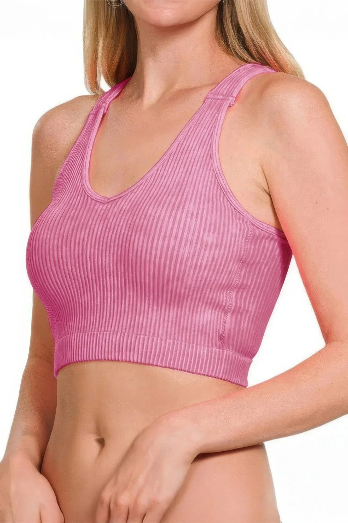 Solid V Neck Elastic Sleeveless High Waist Top | Mixtshop LLC