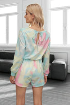 Tie Dye Round Neck Drawstring Romper | Mixtshop LLC