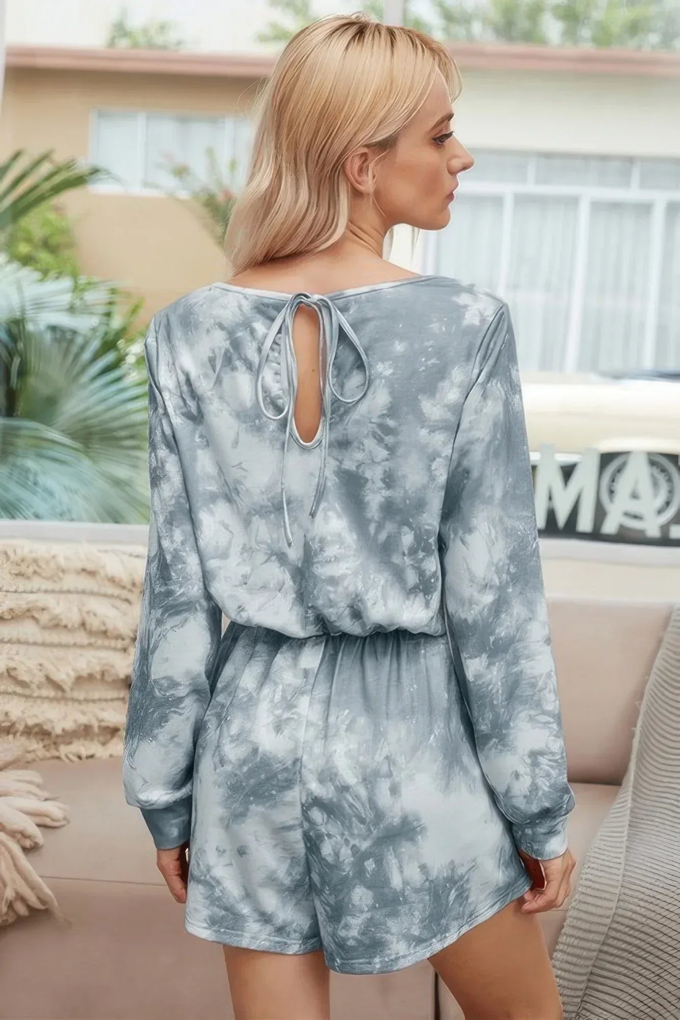 Tie Dye Round Neck Drawstring Romper | Mixtshop LLC