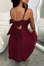 Solid Sleeveless Fit Wide Strap A Line Dress | Mixtshop LLC