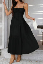 Solid Sleeveless Smocked Tiered Maxi Cami Dress | Mixtshop LLC