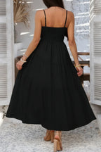 Solid Sleeveless Smocked Tiered Maxi Cami Dress | Mixtshop LLC