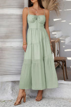 Solid Sleeveless Smocked Tiered Maxi Cami Dress | Mixtshop LLC