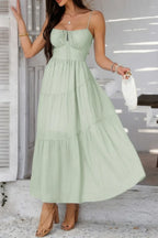 Solid Sleeveless Smocked Tiered Maxi Cami Dress | Mixtshop LLC
