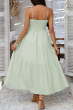 Solid Sleeveless Smocked Tiered Maxi Cami Dress | Mixtshop LLC