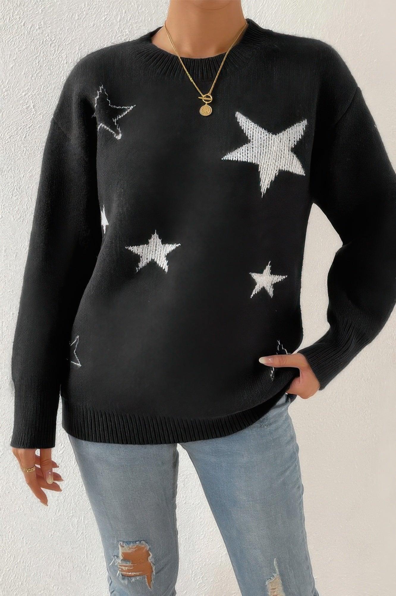 Star Print Knit Lose Fit Sweater | Mixtshop LLC Main image