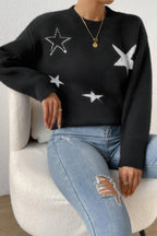 Star Print Knit Lose Fit Sweater | Mixtshop LLC