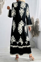 V Neck Stand Collar Button Floral Splicing Dress | Mixtshop LLC