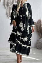 V Neck Stand Collar Button Floral Splicing Dress | Mixtshop LLC