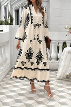 V Neck Stand Collar Button Floral Splicing Dress | Mixtshop LLC
