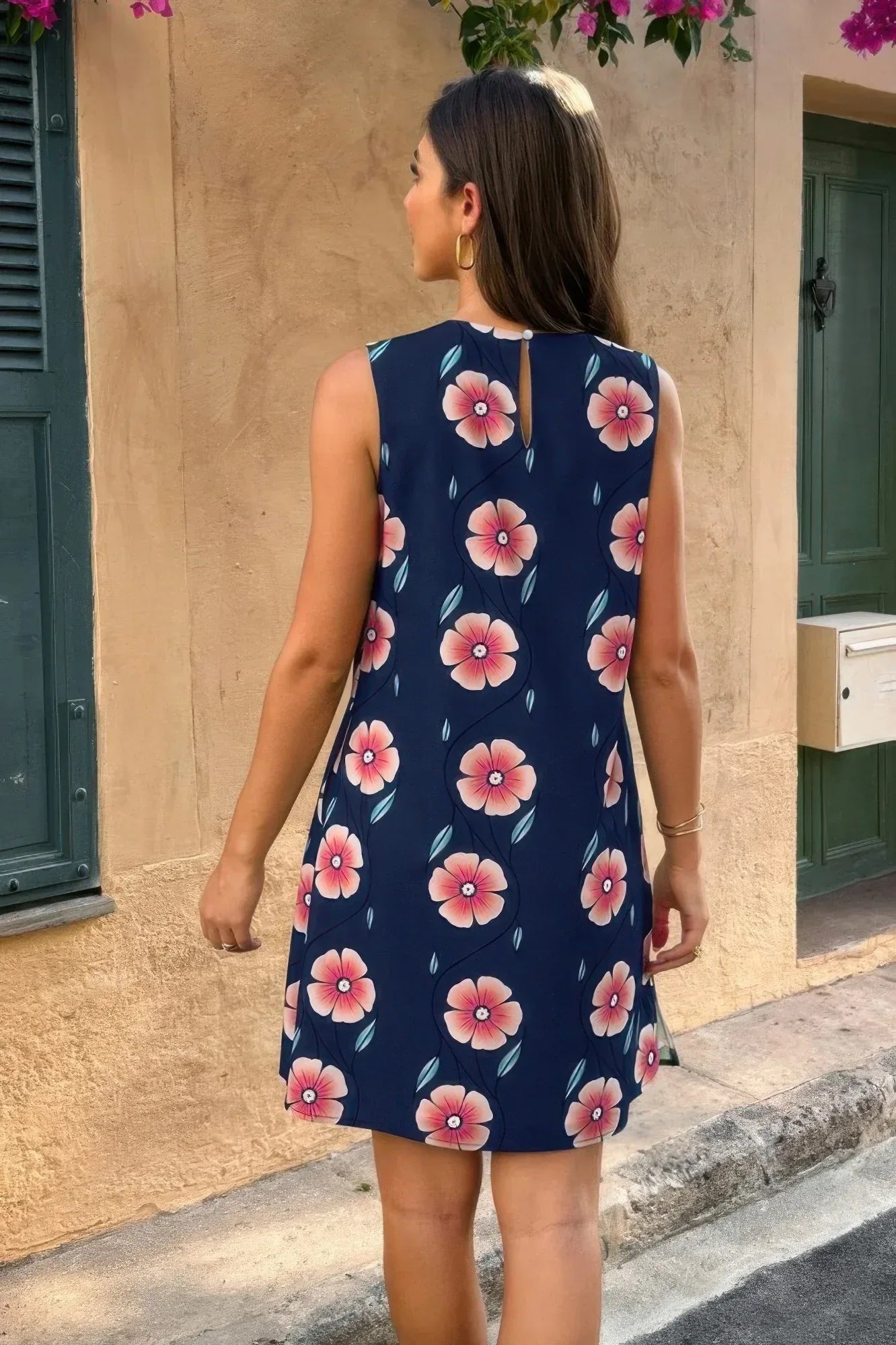 Round Neck Floral Print Sleeveless Loose Dress | Mixtshop LLC