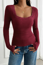 Square Neck Lace Trim Patchwork Slim Fit Shirt | Mixtshop LLC