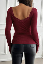 Square Neck Lace Trim Patchwork Slim Fit Shirt | Mixtshop LLC