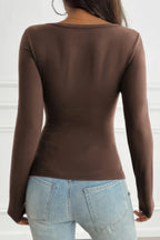 Solid Slim Fit V Neck Long Sleeve T Shirt | Mixtshop LLC