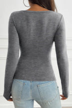 Solid Slim Fit V Neck Long Sleeve T Shirt | Mixtshop LLC