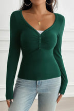 Solid Slim Fit V Neck Long Sleeve T Shirt | Mixtshop LLC