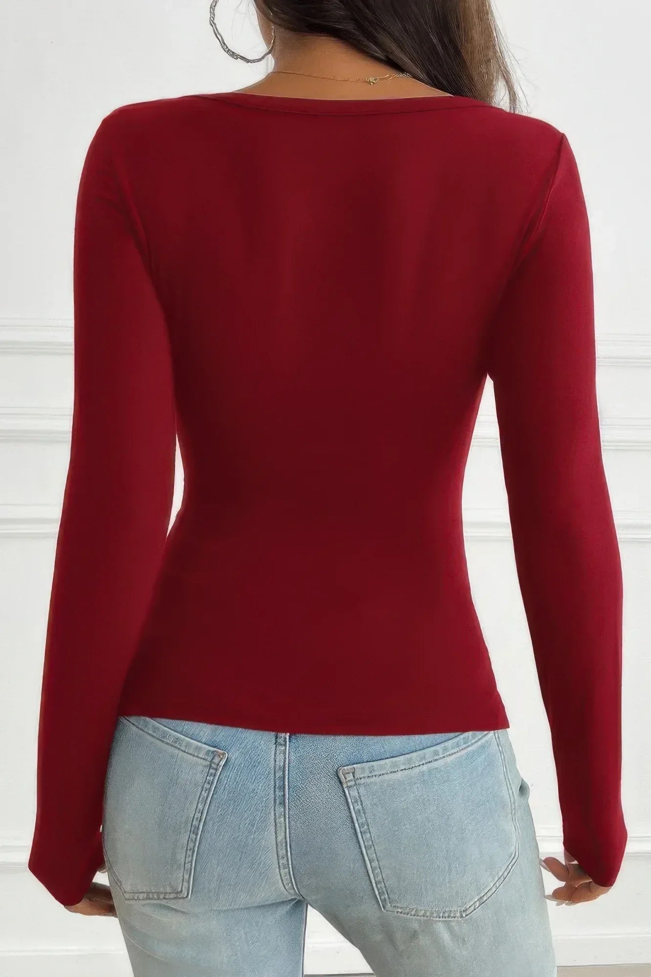 Solid Slim Fit V Neck Long Sleeve T Shirt | Mixtshop LLC