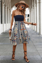 Boho Floral Sleeveless Off Shoulder Ruched Fit Dress | Mixtshop LLC