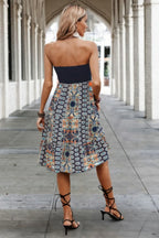 Boho Floral Sleeveless Off Shoulder Ruched Fit Dress | Mixtshop LLC