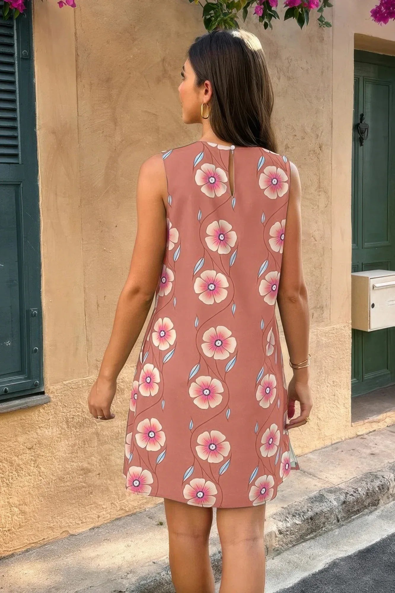 Round Neck Floral Print Sleeveless Loose Dress | Mixtshop LLC