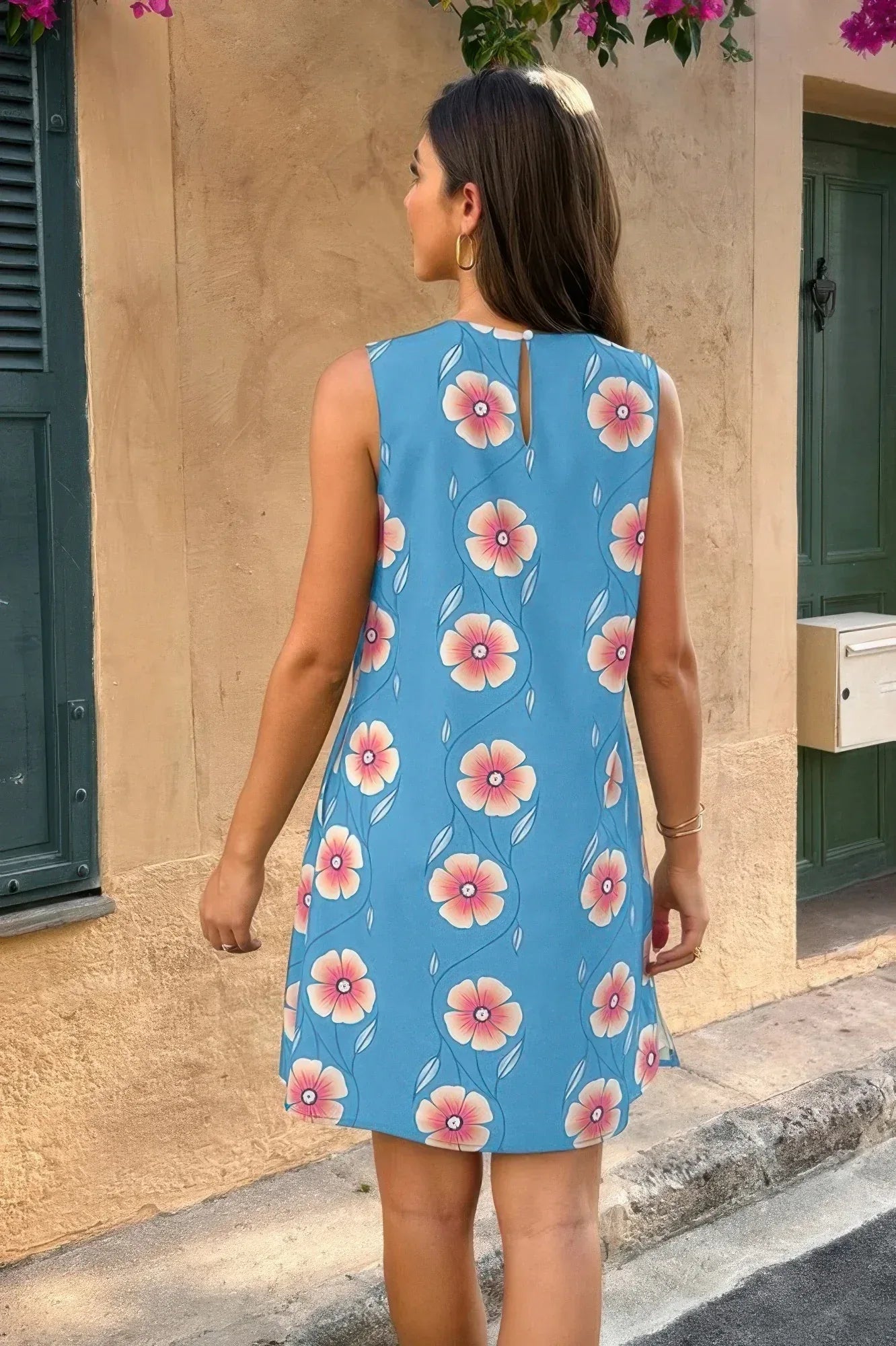 Round Neck Floral Print Sleeveless Loose Dress | Mixtshop LLC