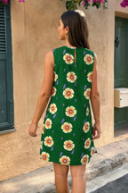 Round Neck Floral Print Sleeveless Loose Dress | Mixtshop LLC
