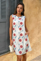 Round Neck Floral Print Sleeveless Loose Dress | Mixtshop LLC