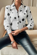 Dot Print Pocket Drop Shoulder Button Blouse | Mixtshop LLC