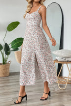 Straps Floral Print Split Hem Fit Long Dress | Mixtshop LLC