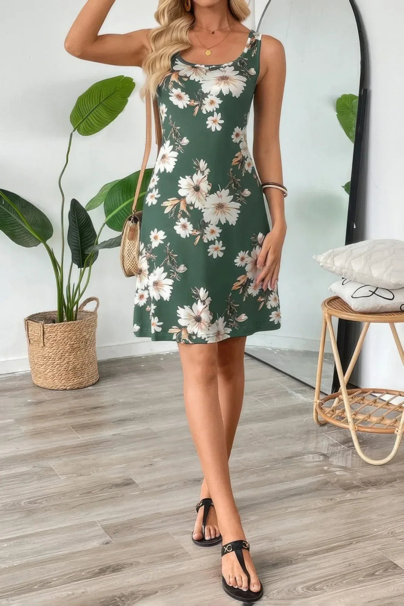 Floral Print Sleeveless Cami Bodycon Midi Dress | Mixtshop LLC