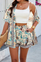Two Pieces Allover Print Shirt And Short Sets | Mixtshop LLC