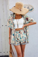 Two Pieces Allover Print Shirt And Short Sets | Mixtshop LLC