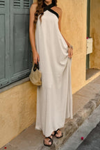 Solid Stitching Off Shoulder Long A Line Dress | Mixtshop LLC