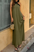 Solid Stitching Off Shoulder Long A Line Dress | Mixtshop LLC
