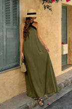 Solid Stitching Off Shoulder Long A Line Dress | Mixtshop LLC