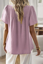 Loose Fit Dot Solid Lace Round Neck Top | Mixtshop LLC