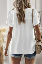 Loose Fit Dot Solid Lace Round Neck Top | Mixtshop LLC