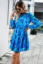 Color Block Hem Ruffle Printing Loose Fit Midi Dress | Mixtshop LLC